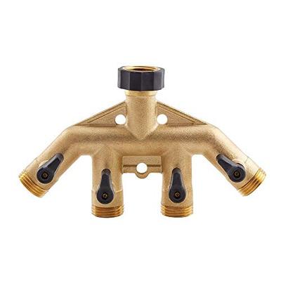Gilmour Brass 4-Way High Flow Water Hose Faucet Manifold