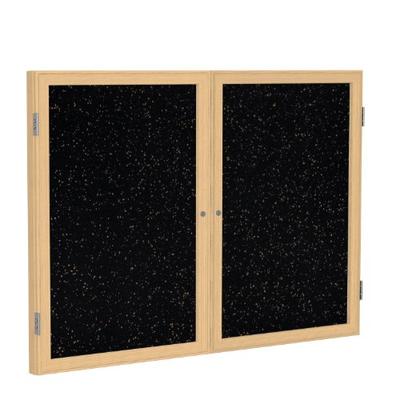 Ghent 36"x60" 2-Door indoor Enclosed Recycled Rubber Bulletin Board, Shatter Resistant, with Lock, W