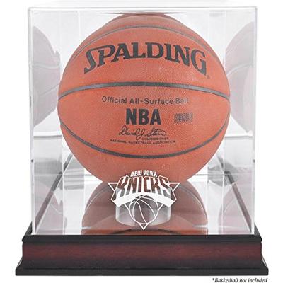 New York Knicks Mahogany Logo Basketball Display Case and Mirror Back