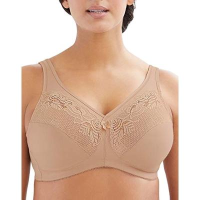 Glamorise Women's Plus Size Full Figure MagicLift Wirefree Minimizer Support Bra #1003, Café, 36G