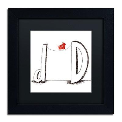 D is for Dog Black Matte Artwork by Carla Martell, 11 by 11-Inch, Black Frame