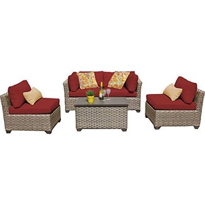 TK Classics 5 Piece Monterey Outdoor Wicker Patio Furniture Set, Terracotta 05c