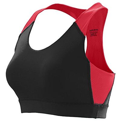 Augusta Sportswear WOMEN'S ALL SPORT SPORTS BRA XS Black/Red