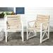 Safavieh Home Collection Irina Outdoor Arm Chair, White and Oak, Set of 2