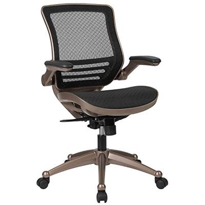Flash Furniture Mid-Back Transparent Black Mesh Executive Swivel Chair with Melrose Gold Frame and F