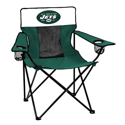 Logo Brands NFL New York Jets Folding Elite Chair with Mesh Back and Carry Bag , Hunter, One Size