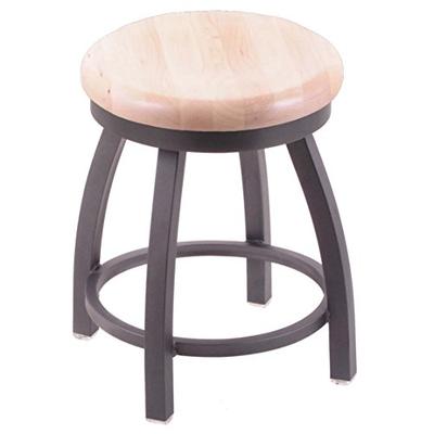 Holland Bar Stool Co. 802 Misha Vanity Stool with Pewter Finish and Swivel Seat, 18", Natural Maple