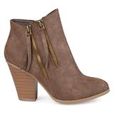 Brinley Co. Womens Faux Suede Stacked Wood Heel Double Zipper Booties Brown, 11 Regular US screenshot. Shoes directory of Clothing & Accessories.