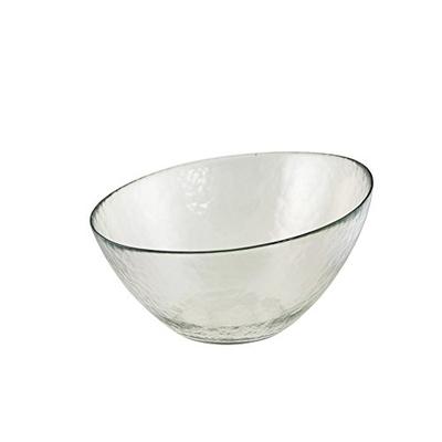 10 Strawberry Street Hammered Glass 10" Angled Bowl, Set of 2, 10", Clear Glass