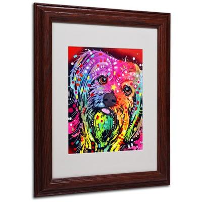 Yorkie Matted Artwork by Dean Russo with Wood Frame, 11 by 14-Inch