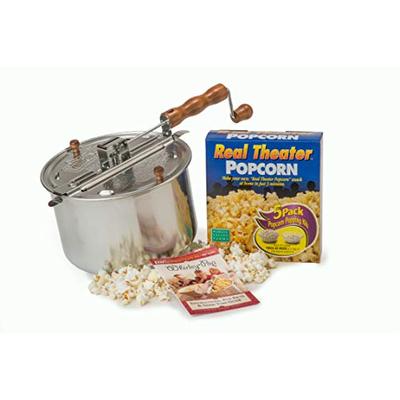 Whirley-Pop Stovetop Popcorn Popper with 5 Movie Theater Popcorn Kits - Perfect Popcorn in 3 Minutes
