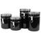 Home Basics 4PC Canister Food Storage Set with Stainless Steel Top (Black)