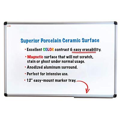 Viztex, Premium Porcelain Magnetic Dry Erase Board with Aluminium Frame, Size 36" x 48" (FCVPM4836A)