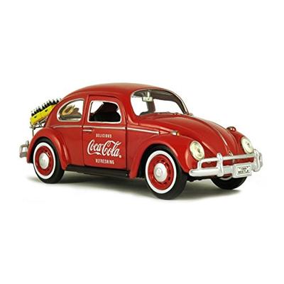 Motorcity Classics 424067 1966 Volkswagen Beetle Coca Cola with Rear Decklid Rack and 2 Bottle Cases