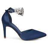Brinley Co. Womens Lizzie Satin Pointed Toe Rhinestone Ankle Strap D'Orsay Stiletto Heels Navy, 6 Re screenshot. Shoes directory of Clothing & Accessories.