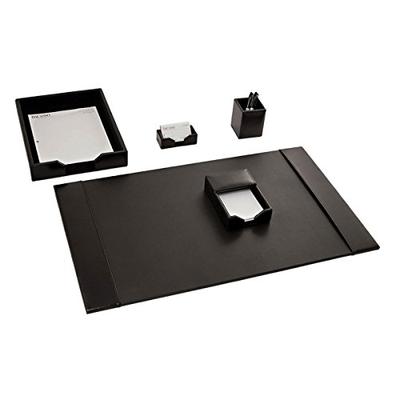 Dacasso Black Bonded Leather Desk Set, 5-Piece