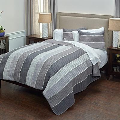 Rizzy Home QLTBQ4195CLGY7086 Quilt, Charcoal Grey, Twin