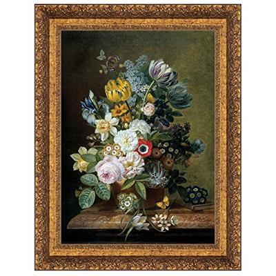 Design Toscano Still Life with Flowers, 1839: Canvas Replica Painting: Large