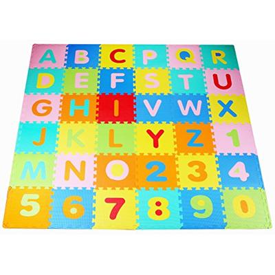 BalanceFrom Kid's Puzzle Exercise Play Mat with EVA Foam Interlocking Tiles, Multi Color