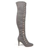 Brinley Co. Womens Regular and Wide Calf Vintage Almond Toe Over-The-Knee Boots Grey, 6.5 Regular US screenshot. Shoes directory of Clothing & Accessories.
