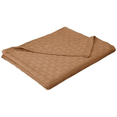 Superior Twin/Twin XL Blanket 100% Cotton, for All Season,Basket Weave Design, Taupe
