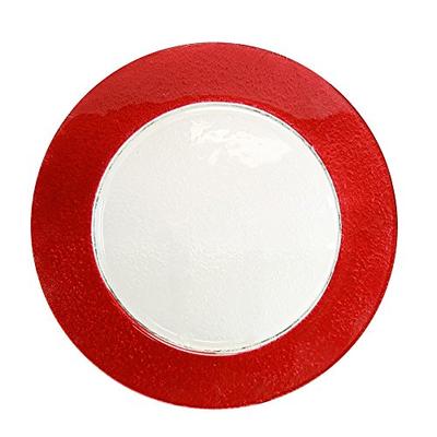10 Strawberry Street Colored Rim 13" Glass Charger Plate, Set of 6, Red