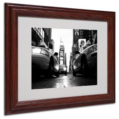 Broadway Taxis by Yale Gurney Canvas Artwork in Wood Frame, 11 by 14-Inch