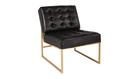 AVE SIX Anthony Chair with Tufted Faux Leather and Coated Gold Frame, Black