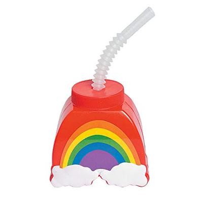 Fun Express - Rainbow Molded Cups for Birthday - Party Supplies - Drinkware - Sipper & Molded Cups -