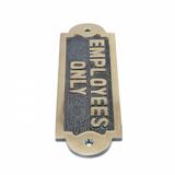 The Renovators Supply Inc. Solid Brass Sign Employees Only 2 1/8" H x 7" W Tarnish Resistant Renovators Supply Metal in Black/Yellow | Wayfair