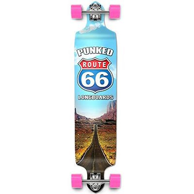 Yocaher Punked Route 66 Series The Run Longboard Complete Skateboard - Available in All Shapes (Drop