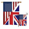 Breeze Decor American UK Friendship of the World Impressions Decorative Vertical 2-Sided Polyester Flag Set in Blue/Red | 40 H x 18.5 W in | Wayfair