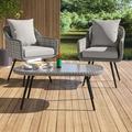 Endeavor 3 Piece Outdoor Patio Wicker Rattan Sectional Sofa Set by Modway Metal in Gray | Wayfair EEI-3179-GRY-GRY-SET