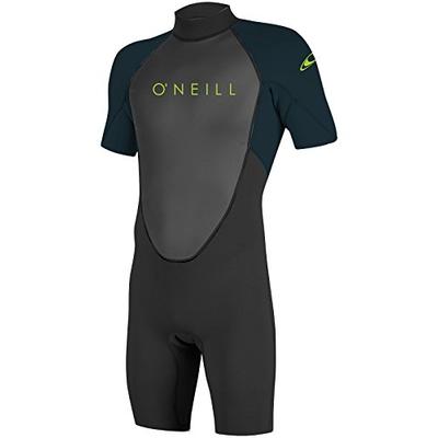 O'Neill Youth Reactor-2 2mm Back Zip Short Sleeve Spring Wetsuit, Black/Slate, 10