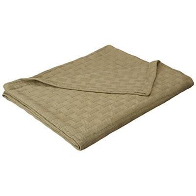 Superior Twin/Twin XL Blanket 100% Cotton, for All Season,Basket Weave Design, Sage