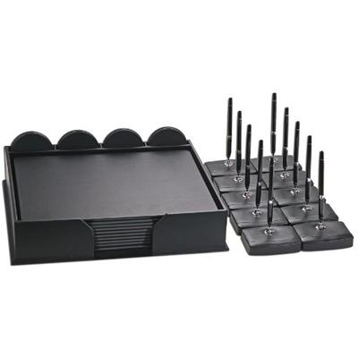 Dacasso Black Leatherette Conference Room Set, 33-Piece