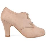 Brinley Co. Womens Vintage Round Toe High Heel Lace-up Faux Suede Booties Taupe, 6.5 Wide Width US screenshot. Shoes directory of Clothing & Accessories.