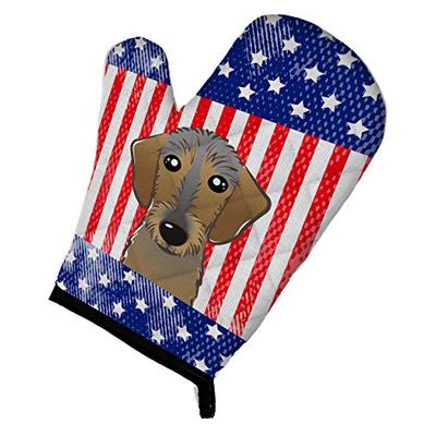 Caroline's Treasures BB2163OVMT American Flag and Wirehaired Dachshund Oven Mitt, Large, multicolor