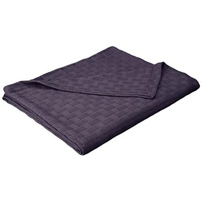 Superior King Blanket 100% Cotton, for All Season,Basket Weave Design, Navy Blue
