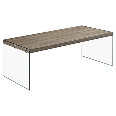 Monarch specialties I 3054, Coffee Table, Tempered Glass, Dark Taupe, 44"L