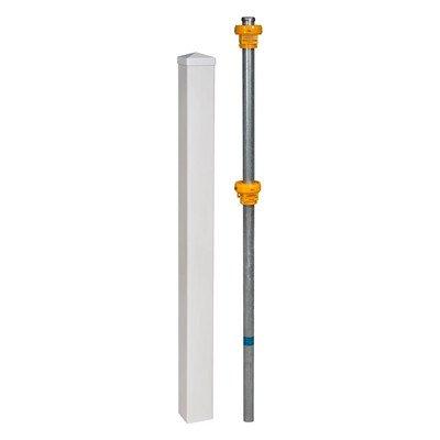 Vinyl Finishing Post with Cap and Steel Pipe Anchor Kit