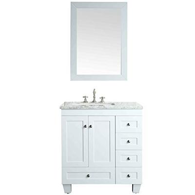 Eviva EVVN69-30WH Acclaim C. 30" Transitional Bathroom Vanity with White Carrera Marble Counter-top