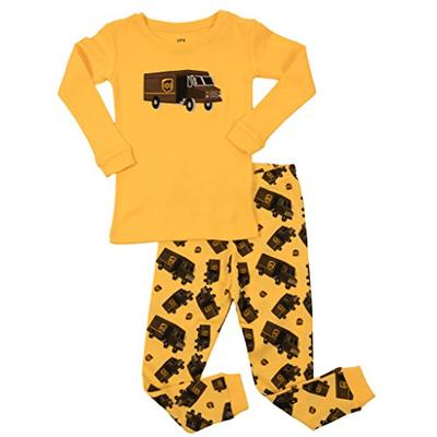 Leveret UPS Truck Kids & Toddler Pajamas Boys Girls 2 Piece Pjs Set 100% Cotton (Yellow, 4 Toddler)