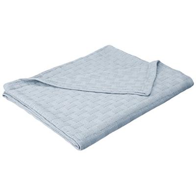Superior King Blanket 100% Cotton, for All Season,Basket Weave Design, Light Blue
