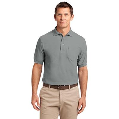 Port Authority Tall Silk Touch Polo with Pocket. TLK500P Cool Grey XLT