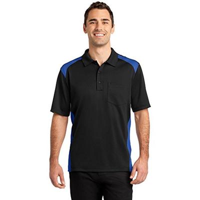CornerStone Men's Select Snag-Proof Two Way Colorblock Pocket Polo - Medium - Black/ Royal