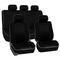 FH Group FH-FB063115 Full Set Cloth Car Seat Covers with Piping Full Set Airbag & Split Ready Black-
