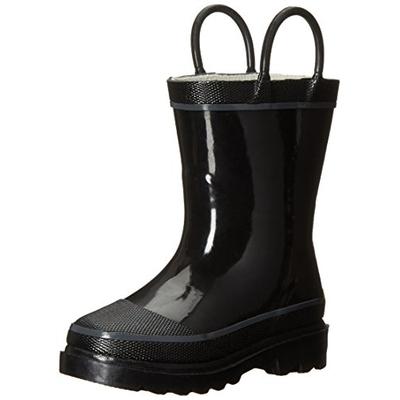 Western Chief Kids Waterproof Rubber Classic Rain Boot with Pull Handles, Black, 12 M US Little Kid