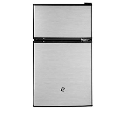 GE Appliances 3.1 Cubic Foot Freestanding Double Door Compact Refrigerator, Clean Steel