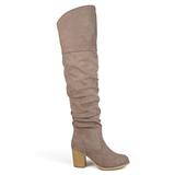 Brinley Co. Womens Regular Wide Calf and Extra Wide Calf Ruched Stacked Heel Faux Suede Over-The-Kne screenshot. Shoes directory of Clothing & Accessories.